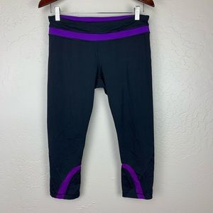 Lululemon leggings black purple crop size 10